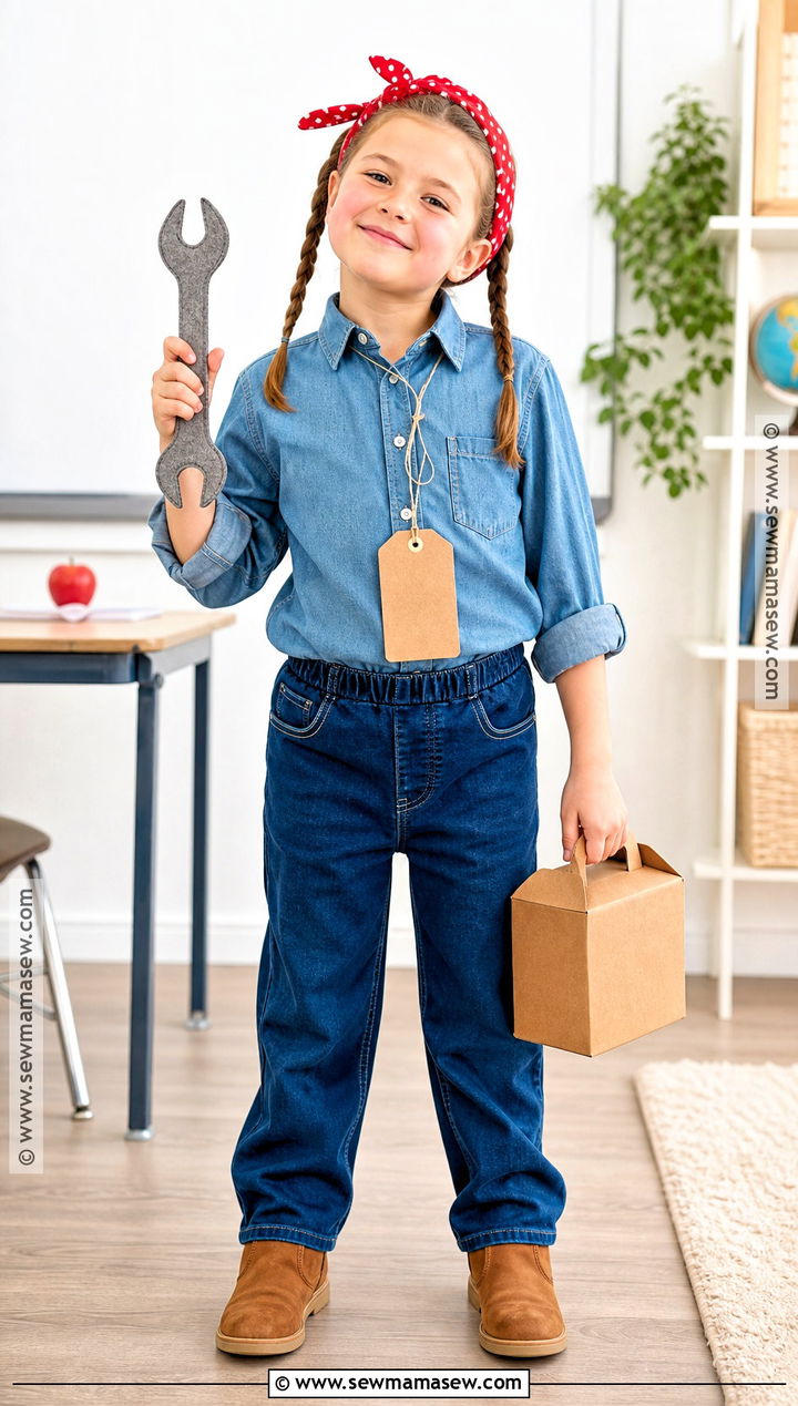 Kids Rosie The Riveter Costume With Denim Shirt - 35 rosie the riveter costume ideas