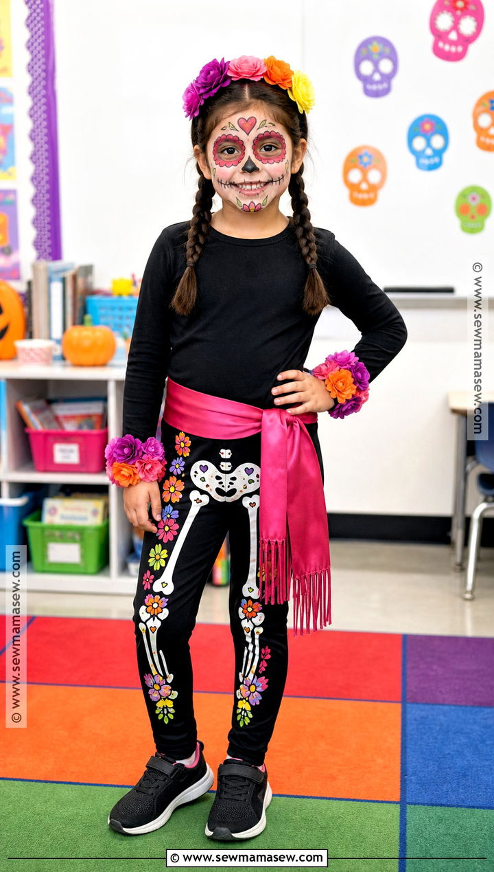 Kids School Friendly Sugar Skull Costume - 35 sugar skull costume ideas