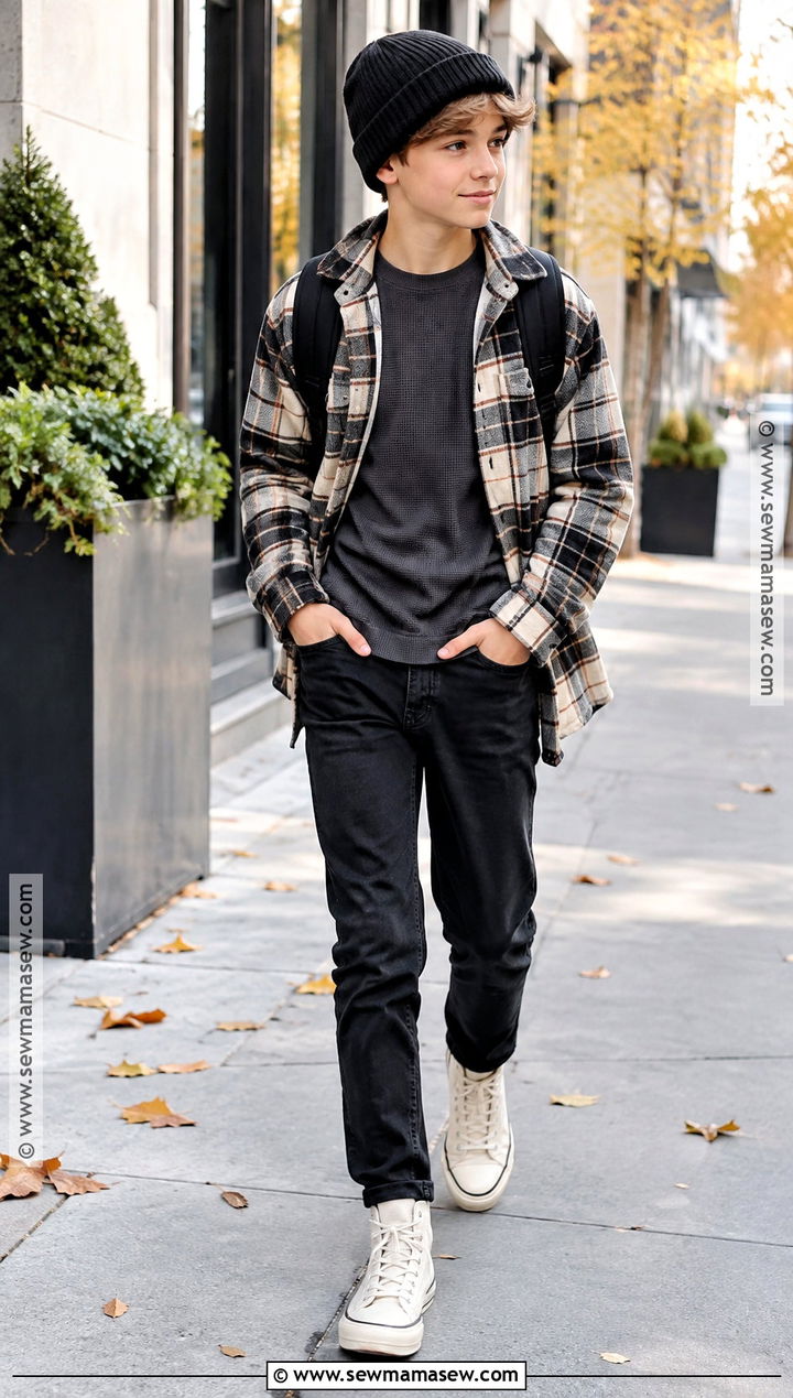 Kids Shacket And Black Jeans Fall Outfit - 20 kids fall fashion ideas