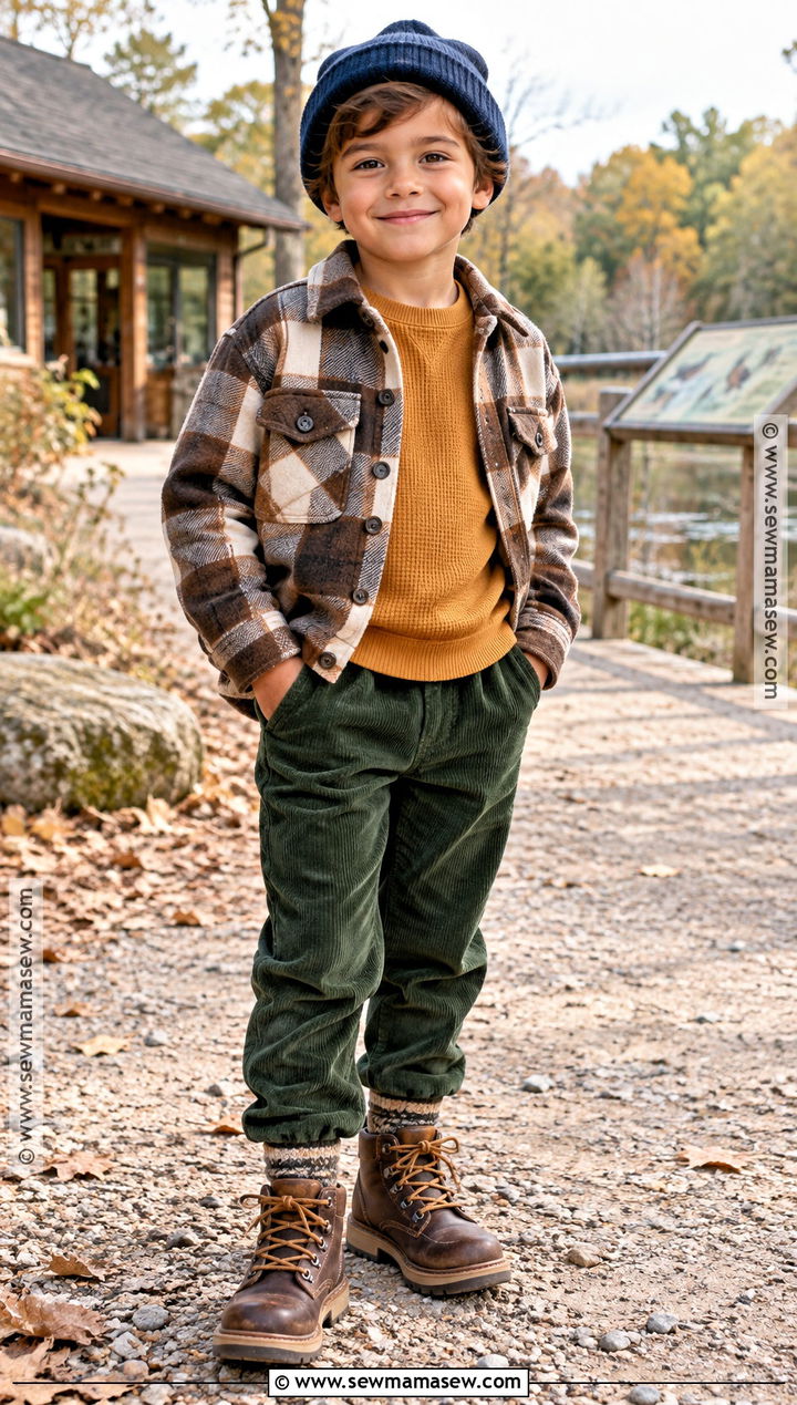 Kids Shacket And Corduroy Pants Outfit - 15 Fun Fall Fashion Ideas for Kids