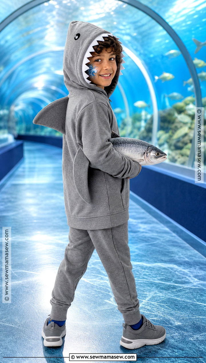 Kids Shark Costume With Gray Hoodie - 35 kids costume ideas