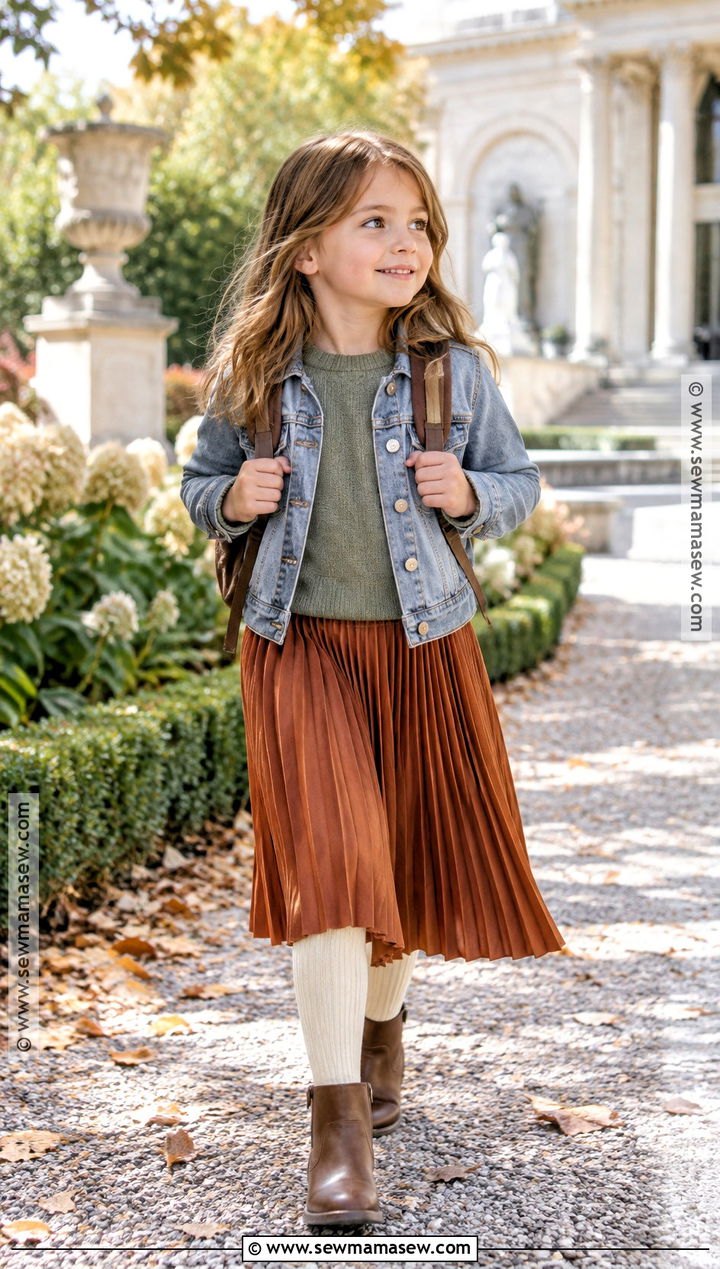Kids Sweater And Midi Skirt Fall Outfit - 20 kids fall fashion ideas