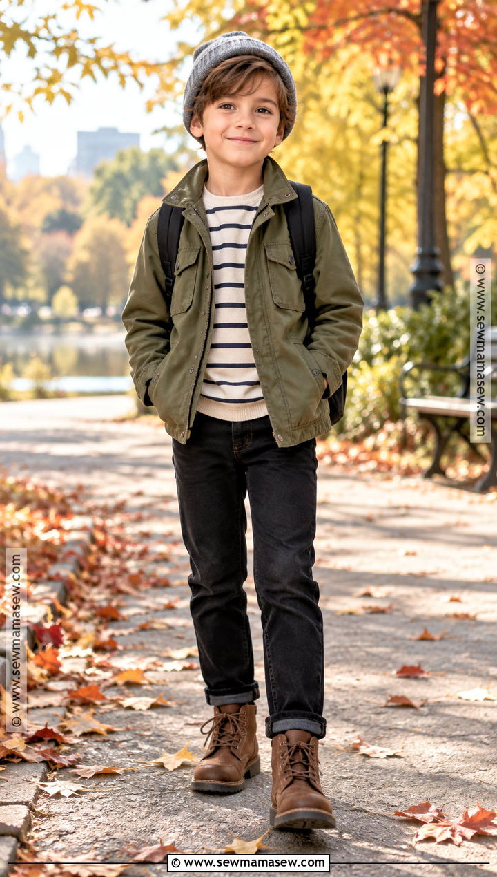 Kids Utility Jacket And Black Jeans Autumn Outfit - 25 kids autumn outfits