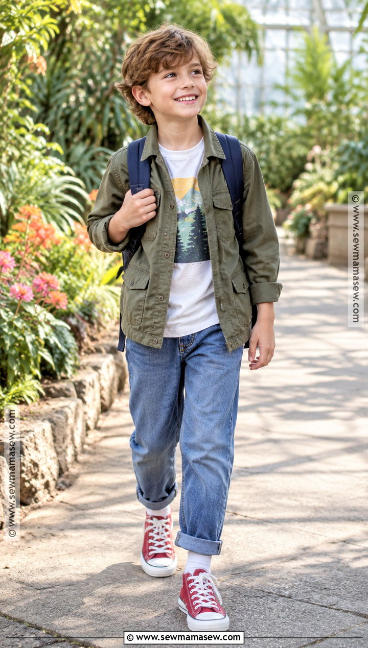 Kids Utility Jacket And Graphic Tee Outfit - 20 kids fall fashion ideas