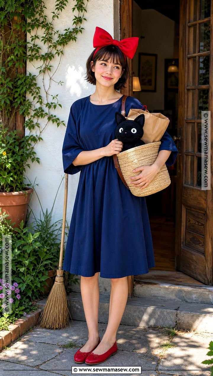 Kiki Delivery Costume With Navy Dress - 30 brunette halloween costume ideas