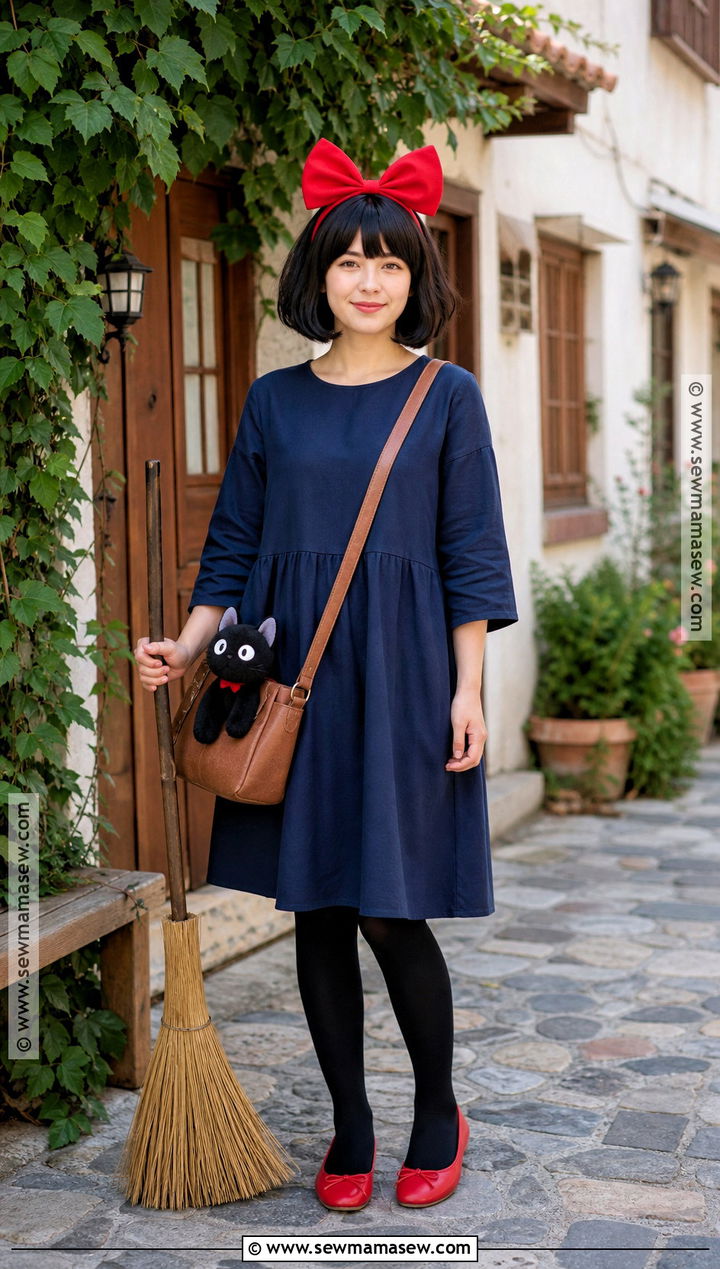 Kiki Witch Costume With Black Bob Hair - 30 halloween costume black hair ideas