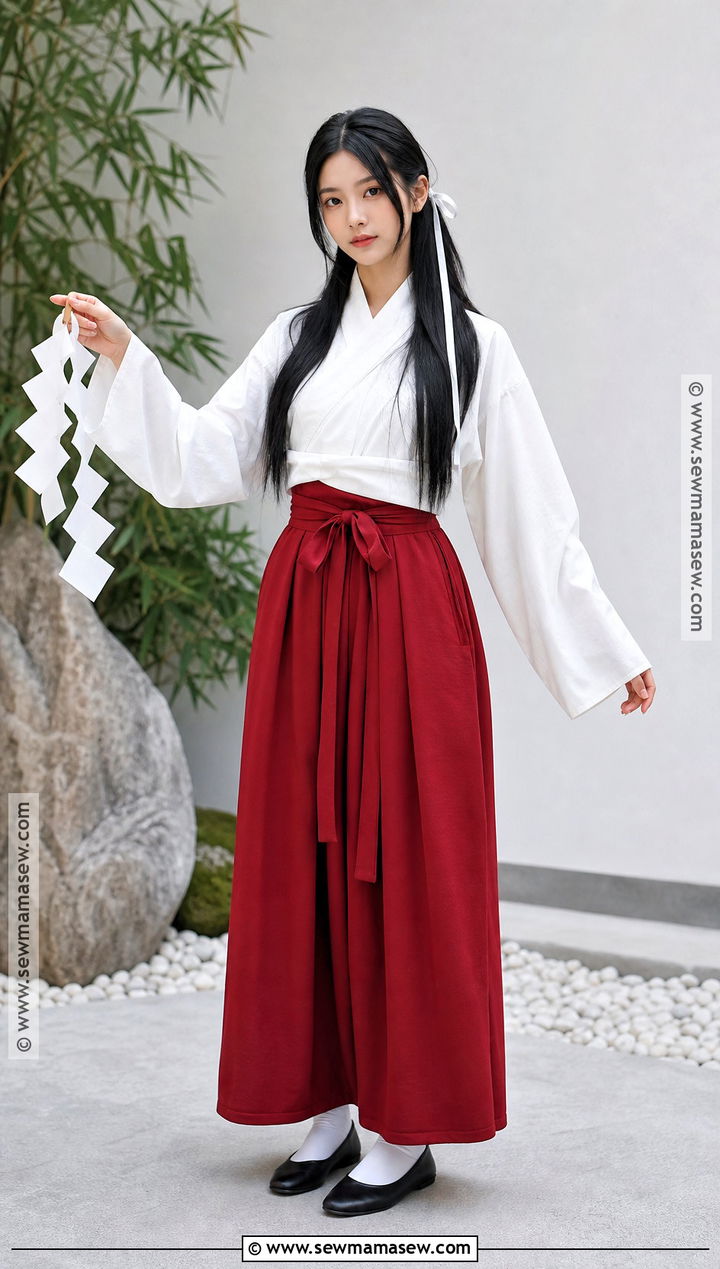Kikyo Costume With Red Hakama Pants - 30 long black hair halloween costumes