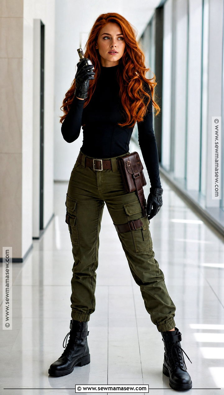 Kim Possible Costume With Green Cargo Pants - 30 childhood heroes costume ideas