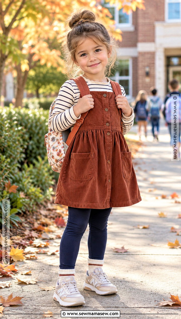 Kindergarten Corduroy Dress And Leggings Outfit - 15 back to school kindergarten outfits