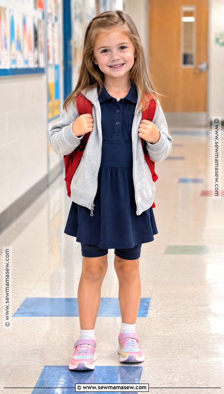 Kindergarten Polo Dress And Sneakers Outfit - 15 back to school kindergarten outfits