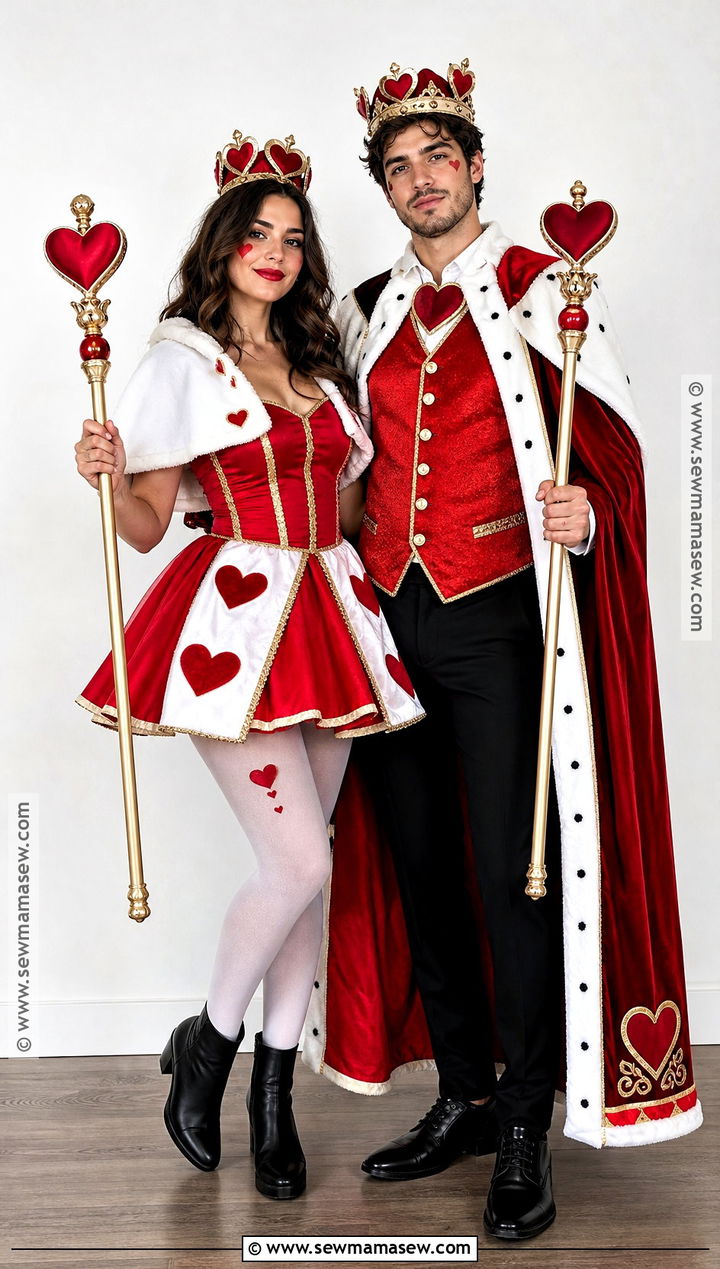 King And Queen Of Hearts Couple Costume - 30 playing card costume ideas