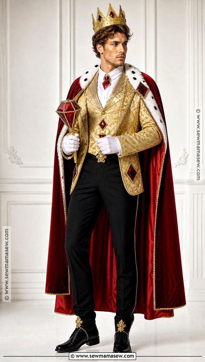 King Of Diamonds Costume With Gold Jacket - 30 Deck Of Cards Costume Ideas