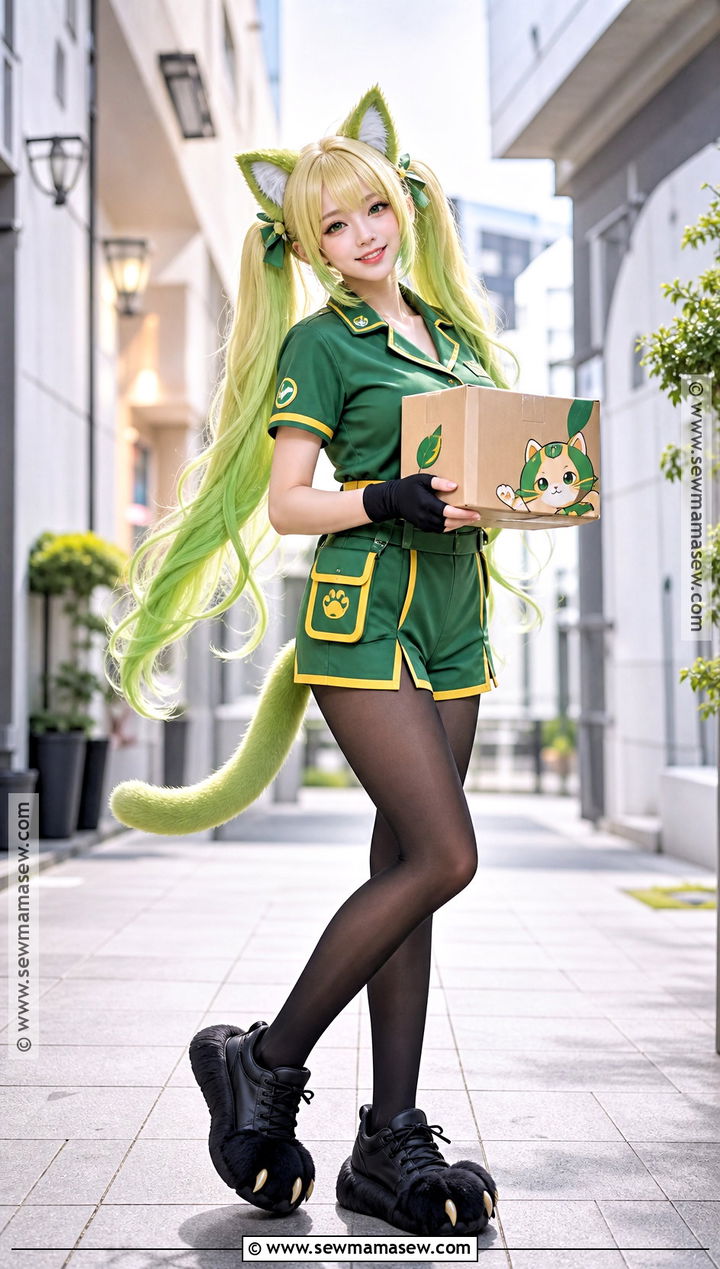 Kirara Cosplay With Green Delivery Uniform - 30 genshin cosplays