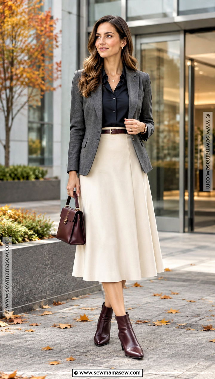 Kitten Heel Boots With Midi Skirt - 20 cute fall boots
