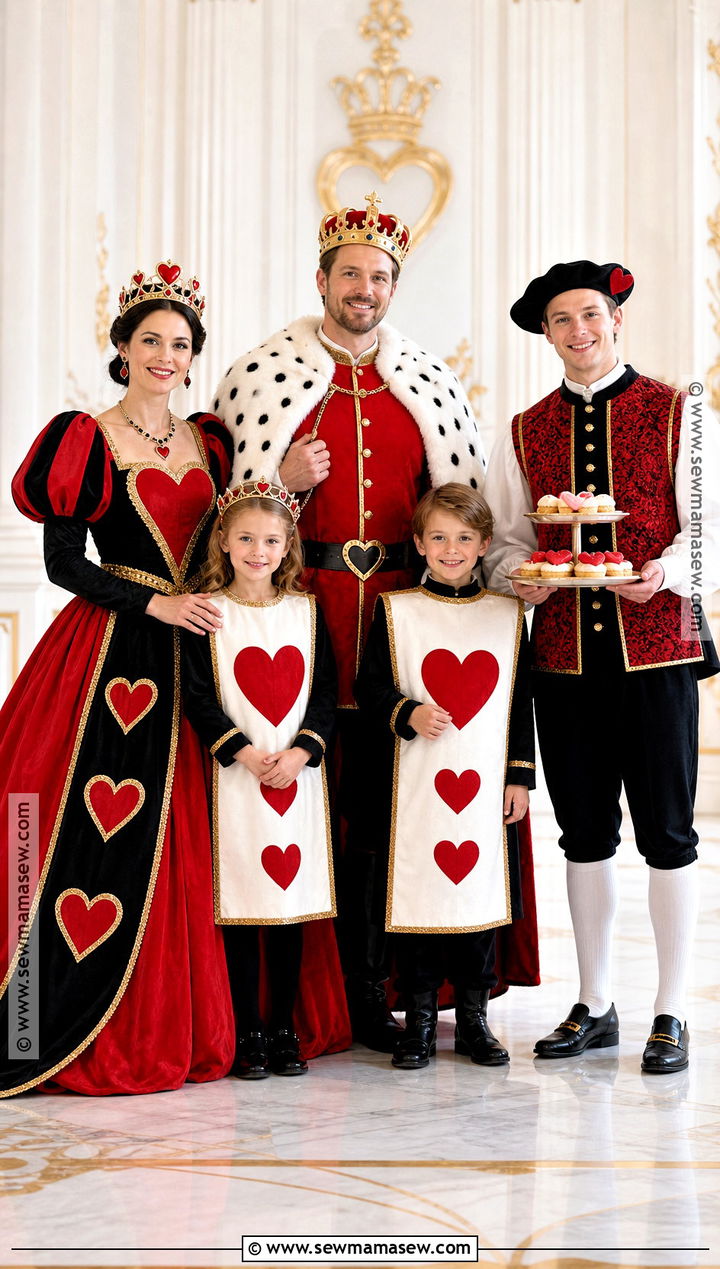 Knave King And Queen Of Hearts Family Costume - 30 alice in wonderland family costumes