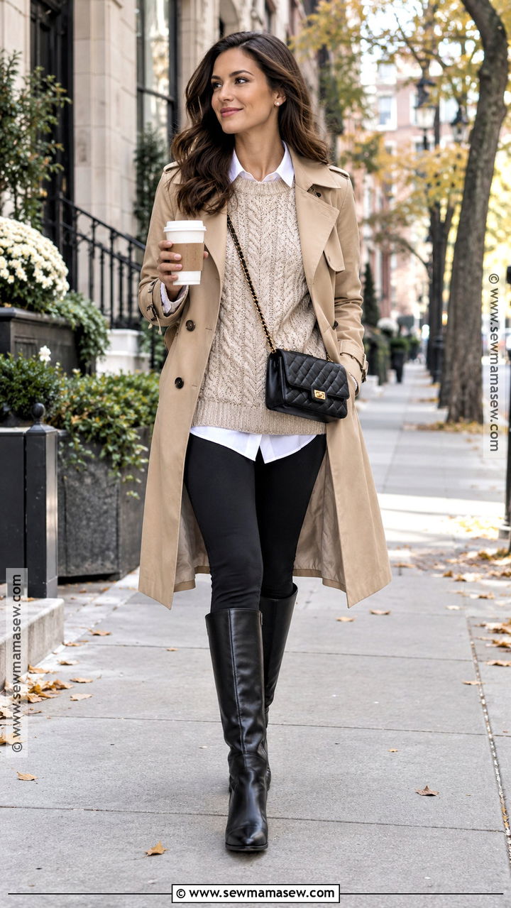 Knee High Boots With Leggings And Long Sweater - 20 fall knee high boots outfits