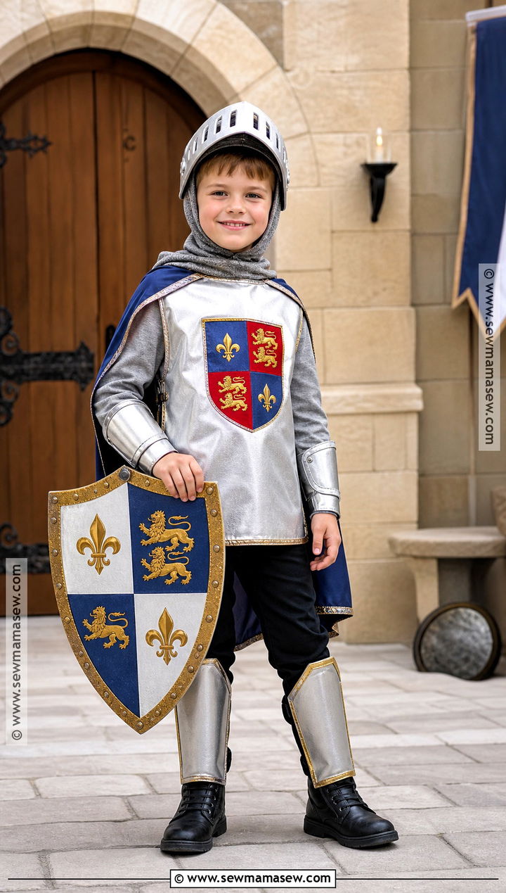Knight Costume With Silver Cape - 30 halloween costumes kids for boys