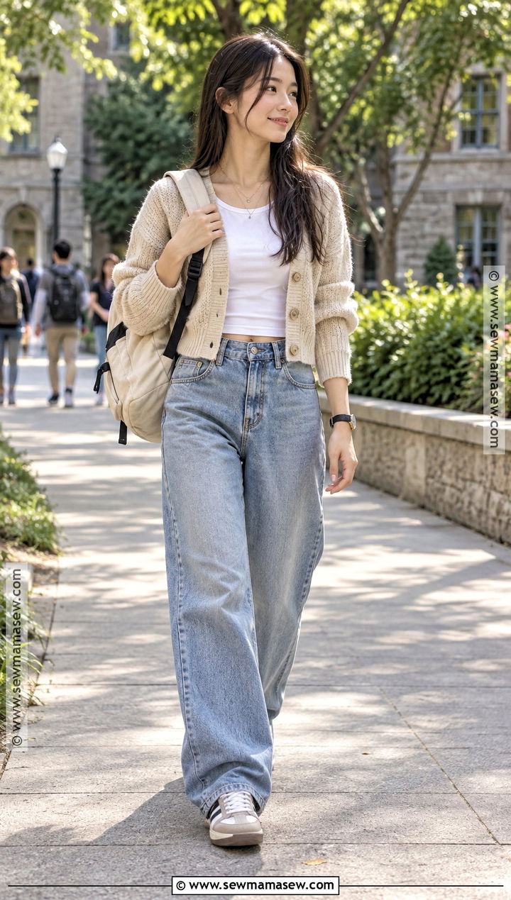 Knit Cardigan And Baggy Jeans Back To School Outfit - 15 Back To School Wishlist Clothes