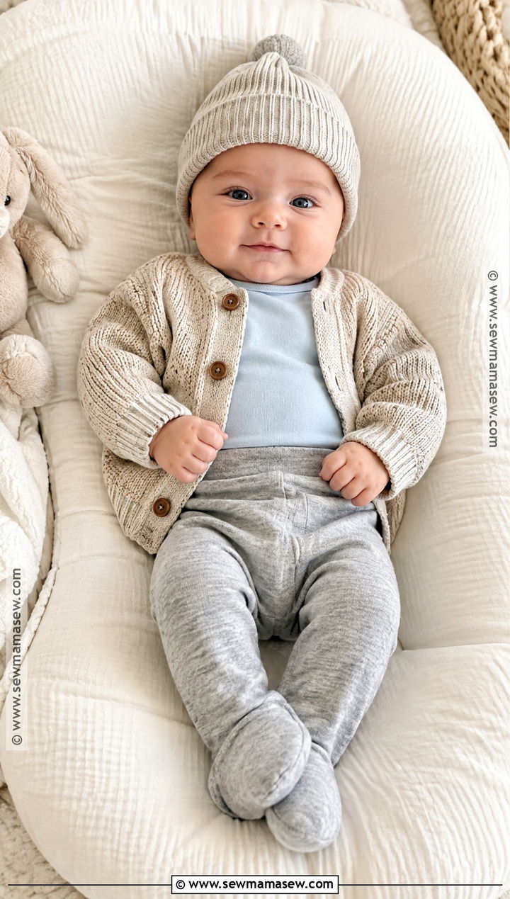 Knit Cardigan And Footed Pants Baby Boy Fall Outfit - 15 Baby Boy Fall Outfits 0-3 Months