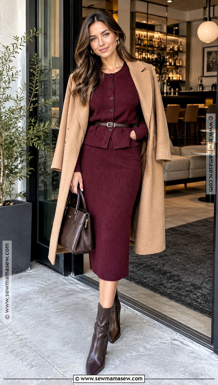 Knit Co Ord And Heeled Boots Fall Bar Outfit - 25 fall bar outfits