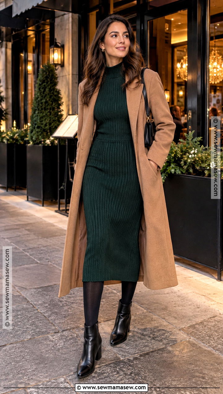 Knit Dress And Ankle Boots Fall Date Night Outfit - 15 date night casual outfit fall ideas