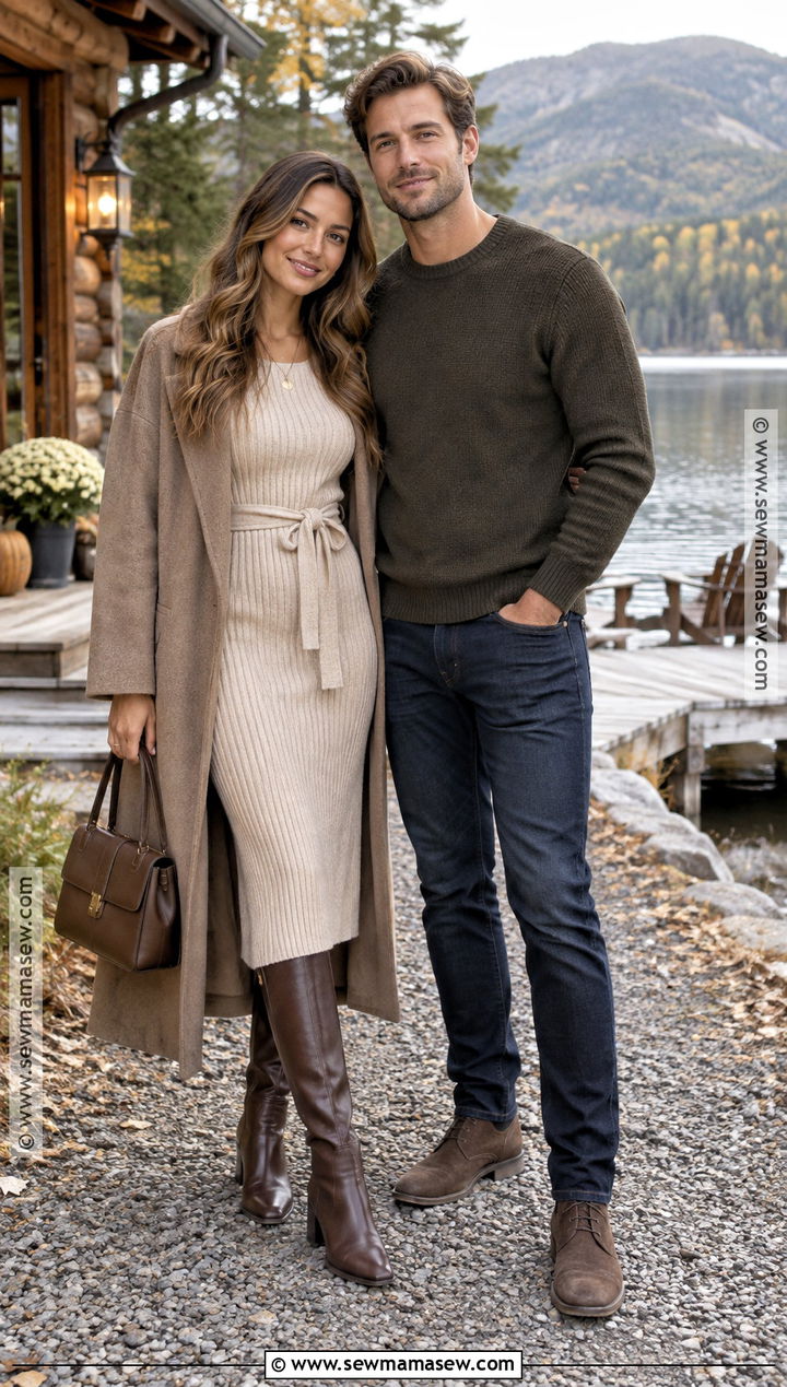 Knit Dress And Knee High Boots Save The Date Outfit - 15 save the date outfit ideas fall