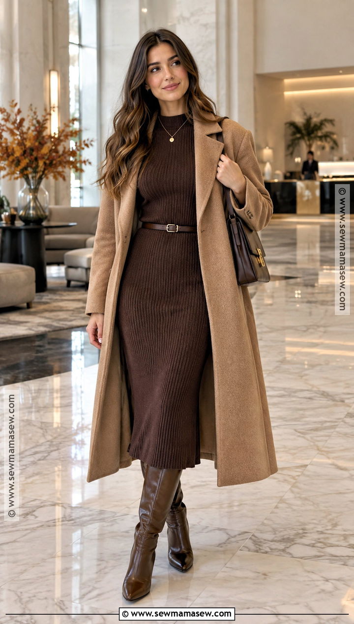 Knit Dress With Knee High Boots - 20 fall clean girl outfits