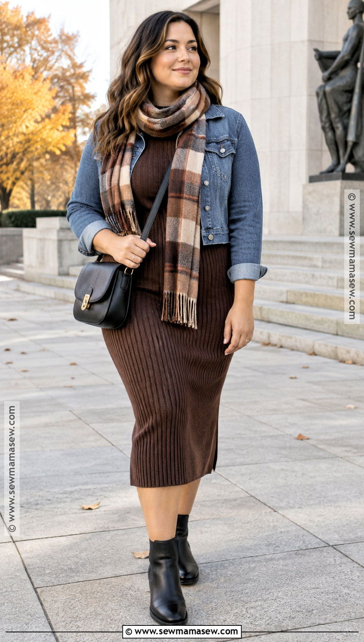 Knit Dress and Ankle Boots Fall Outfit - 15 Fall Comfortable Outfits for Women