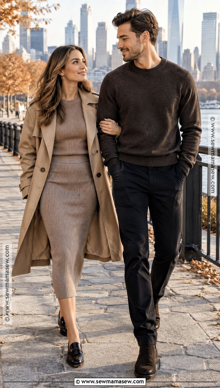 Knit Matching Set Fall Engagement Outfit - 20 engagement photos fall outfit ideas