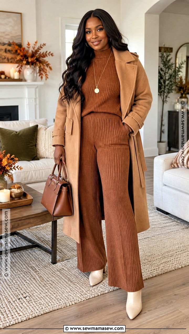 Knit Matching Set and Ankle Boots Thanksgiving Outfit - 20 Black Thanksgiving Outfits