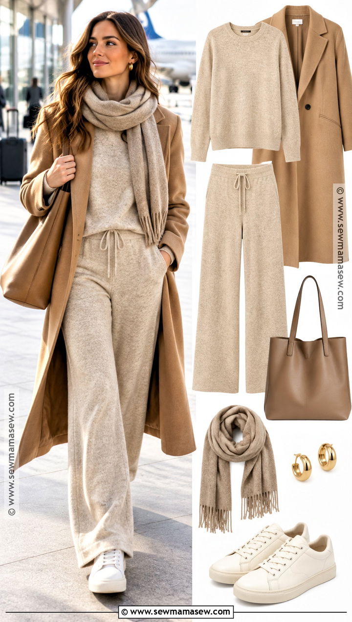 Knit Matching Set and Long Coat Autumn Outfit - 15 cozy autumn outfit collage ideas