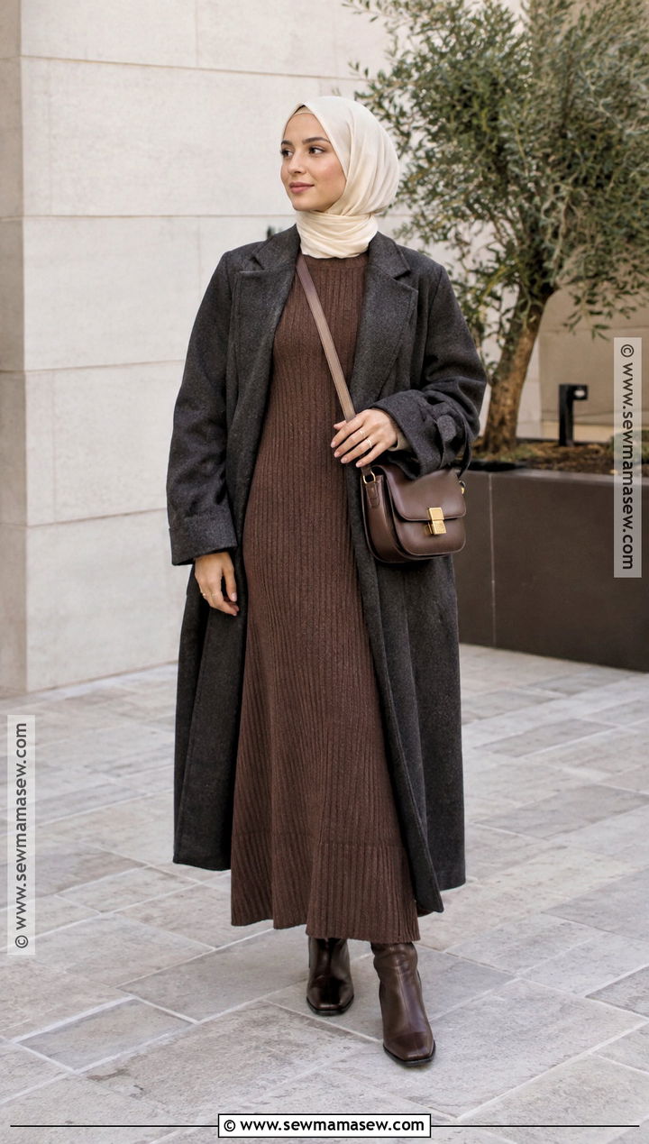 Knit Maxi Dress Hijab Outfit - 15 hijab outfit autum ideas