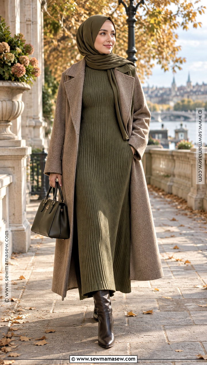 Knit Maxi Dress Hijabi Fall Outfit - 25 hijabi fall outfits