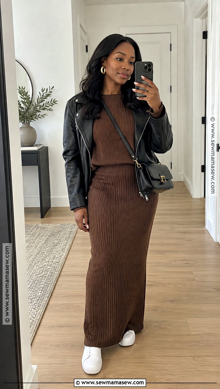 Knit Maxi Skirt Fall Outfit - 20 Skirt Fall Outfits for Black Women