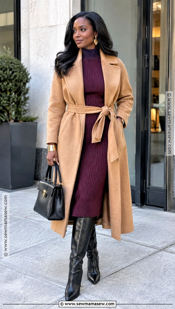 Knit Midi Dress And Knee High Boots Fall Outfit - 15 Fall Looks for Black Women 2026