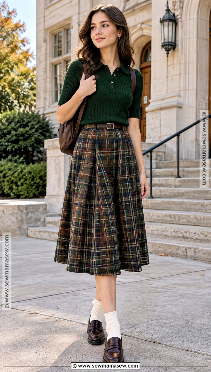 Knit Polo And A Line Skirt Fall School Outfit - 15 cute fall back to school outfits