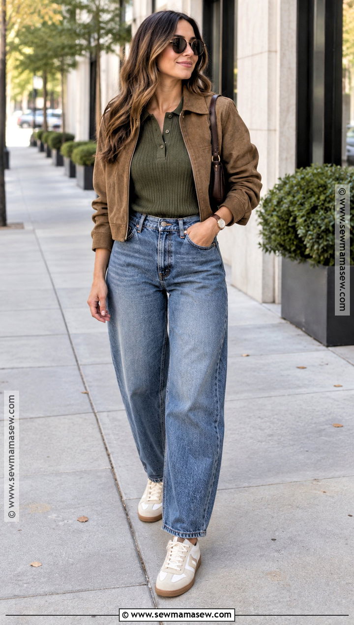 Knit Polo And Barrel Jeans Fall Outfit - 20 30 trendy fall outfit ideas