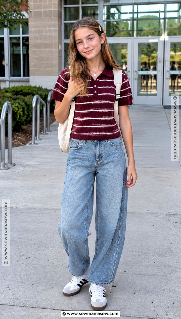 Knit Polo And Barrel Jeans Middle School Outfit - 15 back to school middle school outfits