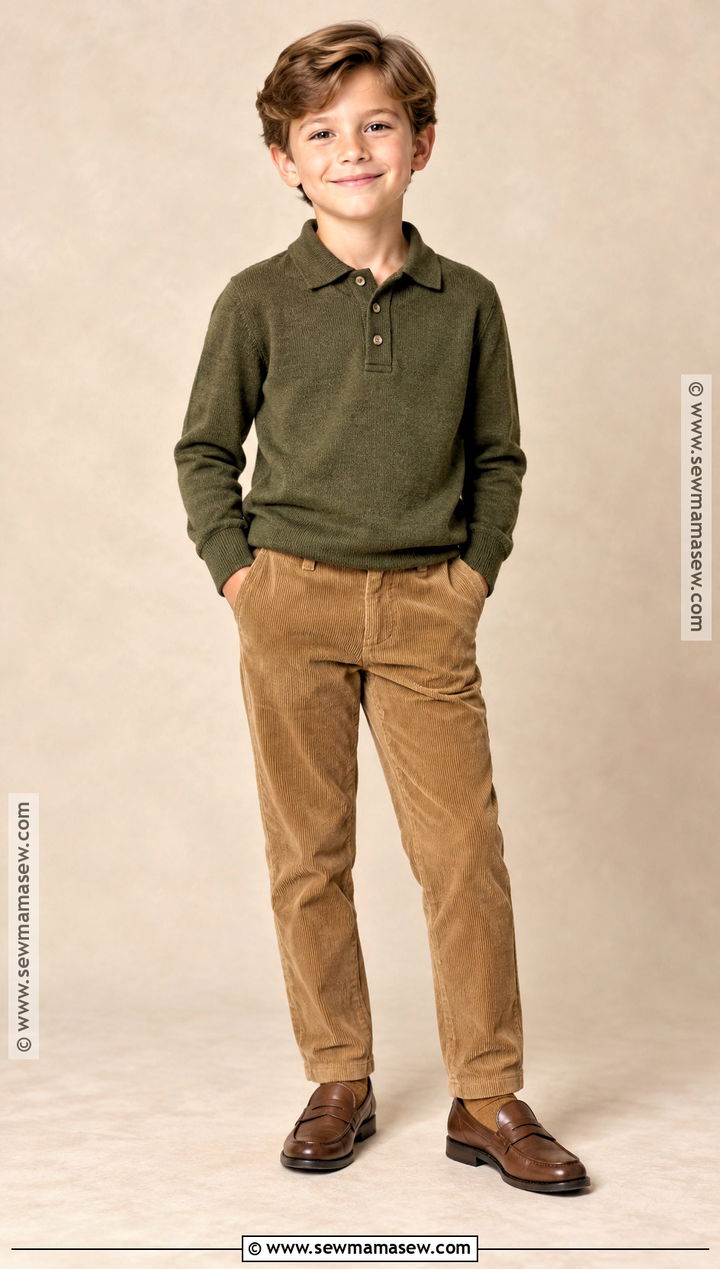 Knit Polo And Corduroy Trousers Fall Picture Day Outfit - 25 fall picture day outfits for kids