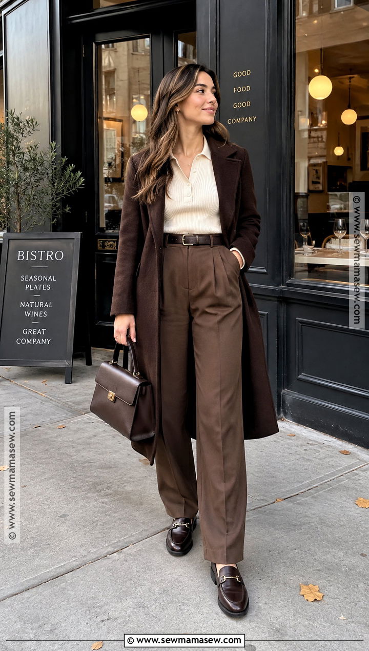 Knit Polo And Trousers Fall Dinner Outfit - 30 fall dinner outfit ideas