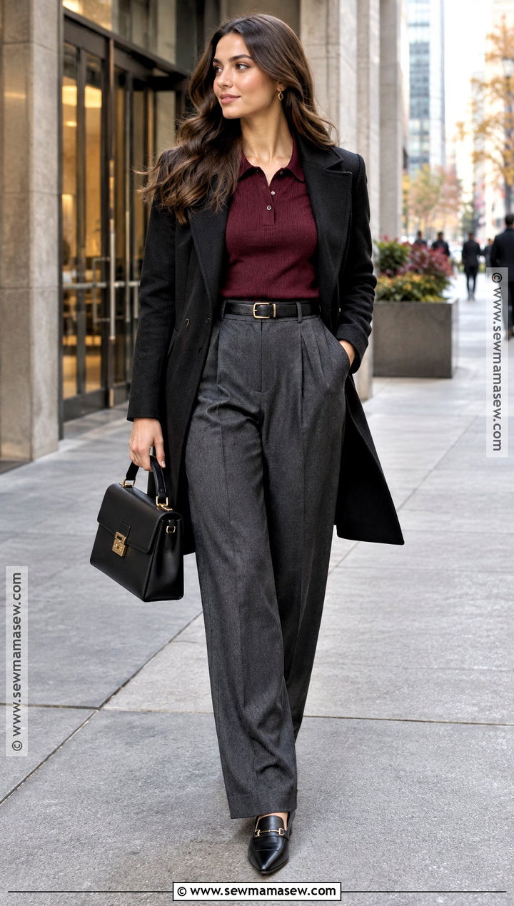 Knit Polo With Pleated Trousers - 25 Fall Corporate Outfits for Women