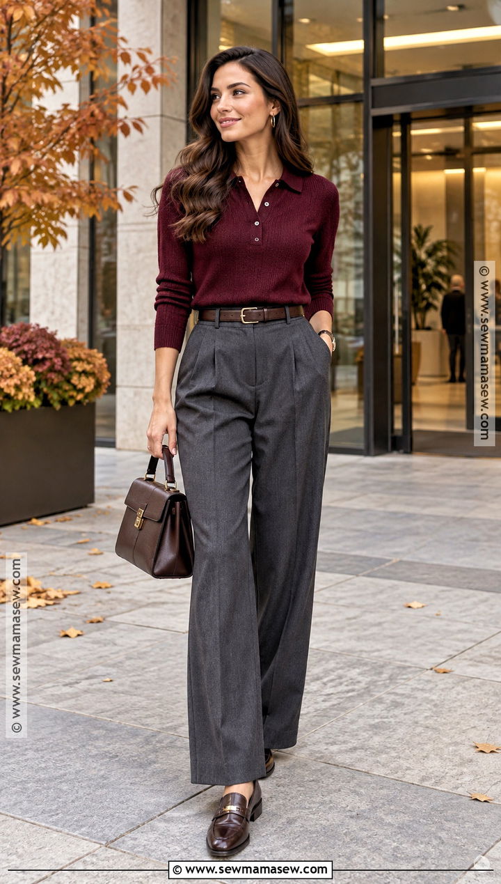 Knit Polo With Pleated Trousers - 30 october outfits