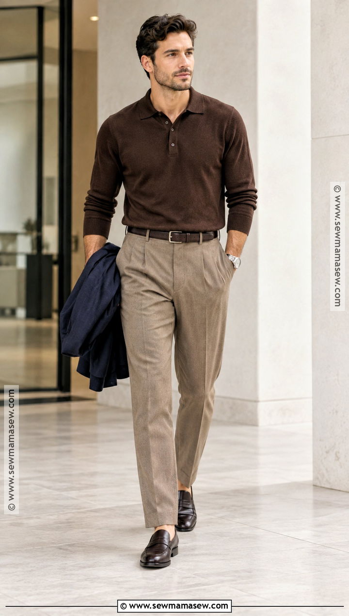 Knit Polo With Pleated Trousers Fall Fit - 20 fall fit ideas for men