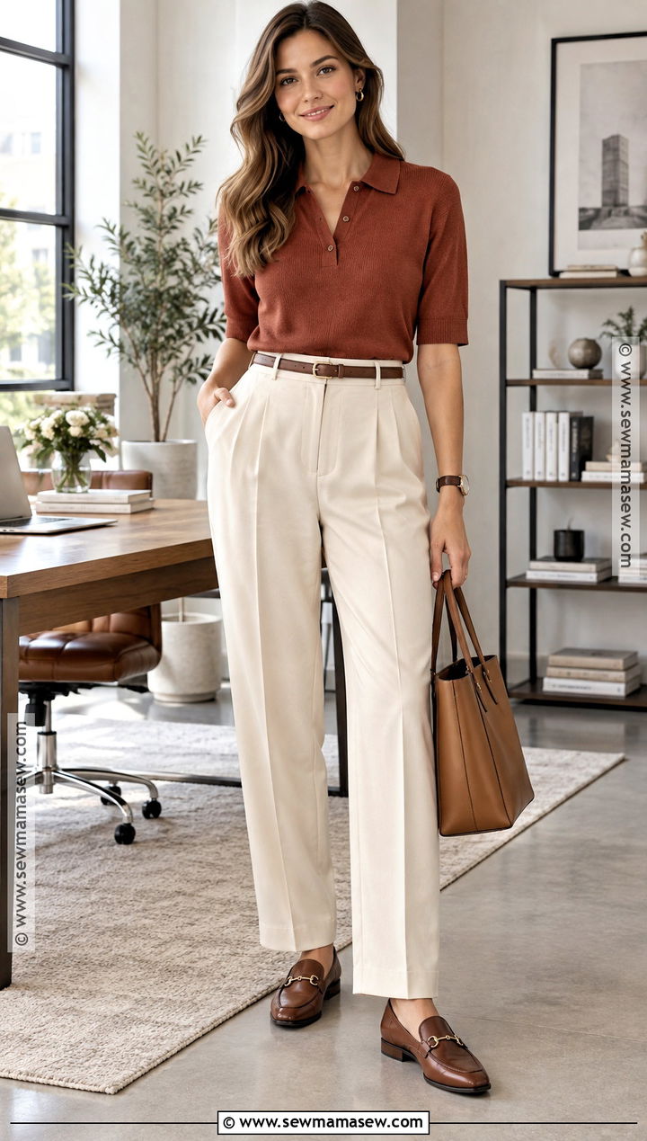 Knit Polo With Pleated Trousers - 20 fall work clothes