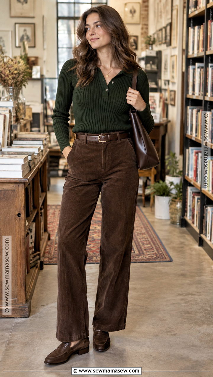 Knit Polo and Corduroy Pants Fall Outfit - 20 fall it girl outfits