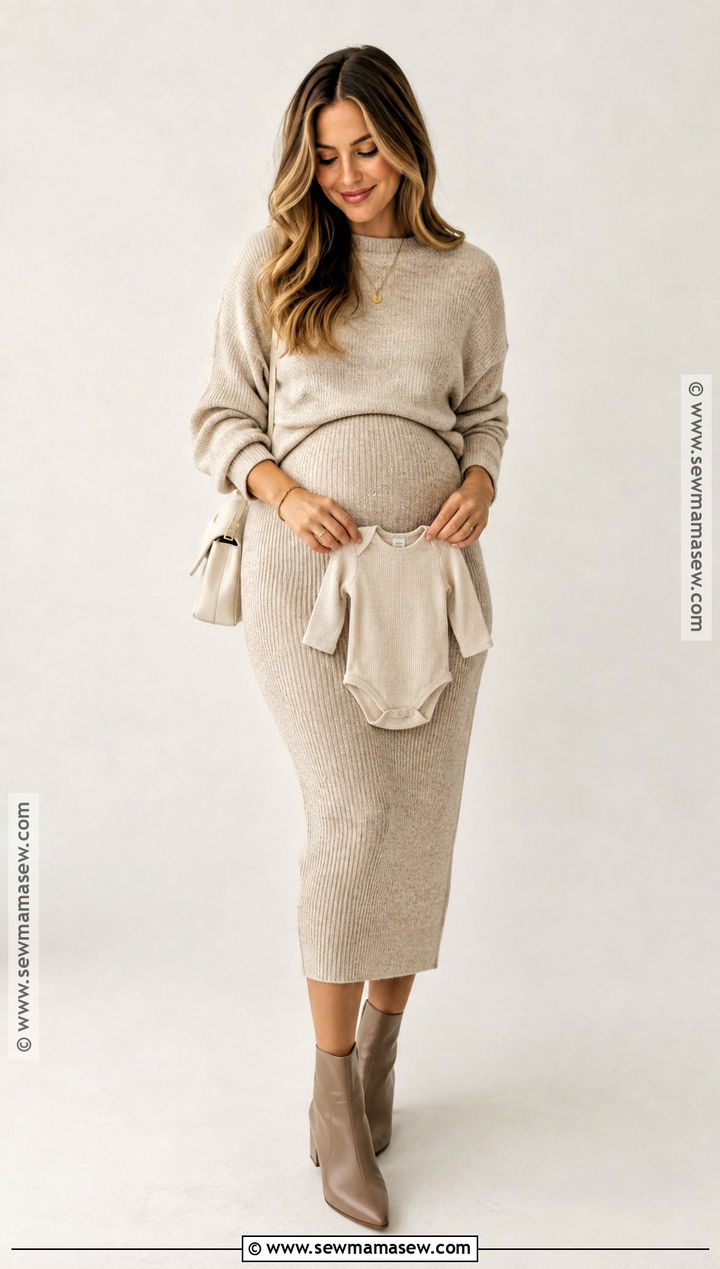 Knit Skirt Set Fall Pregnancy Announcement Outfit - 15 Pregnancy Announcement Fall Outfits