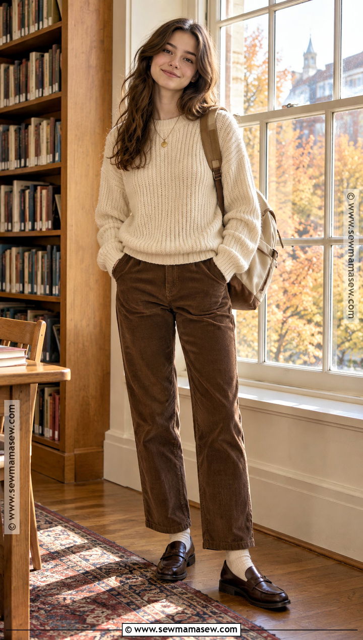 Knit Sweater And Corduroy Pants Back To School Outfit - 20 Back To School Essentials Clothes