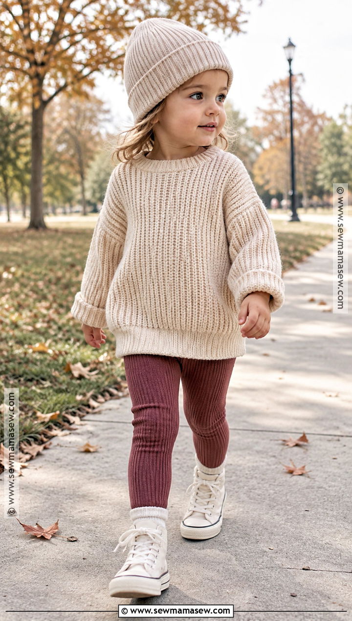 Knit Sweater And Leggings Toddler Fall Outfit - 25 fall toddler outfits