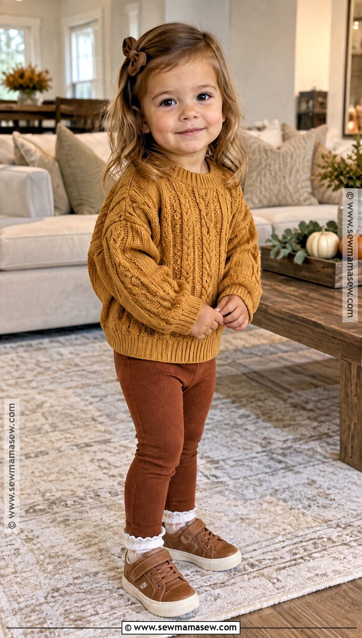 Knit Sweater And Leggings Toddler Girl Thanksgiving Outfit - 15 Thanksgiving Toddler Girl Outfit Ideas