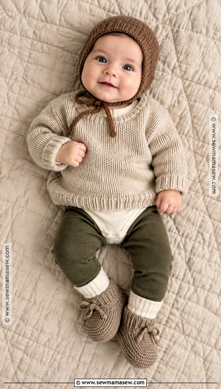 Knit Sweater and Leggings Newborn Boy Outfit - 15 fall newborn outfits for boys